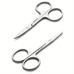 2 sets of small beauty scissors for facial hair -nose, beard, eyebrows, eyelashes-professional stainless steel trimming scissors