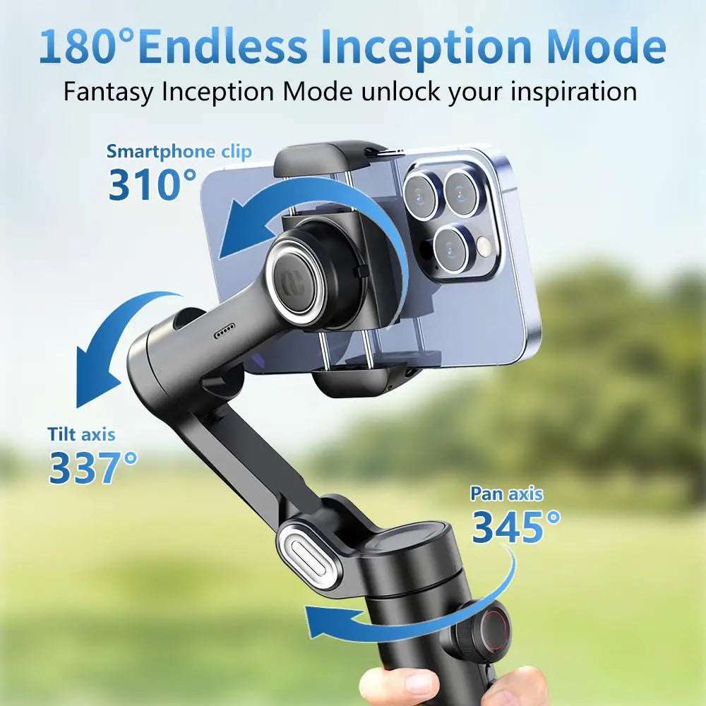 AOCHUAN 3-Axis Handheld Gimbal Stabilizer for Smartphone with Fill Light for iPhone Android Face Tracking Vlog Smart XE