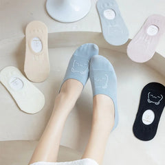 5 Pairs Women Socks High Quality Matching Casual Socks Summer Thin Cotton Bottom Non-slip Invisible Low Short Socks Breathable