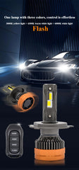2pcs 80W Tri-Color LED Headlights with Remote, Dual Projector Lens & Cooling Fan Cars Accessories