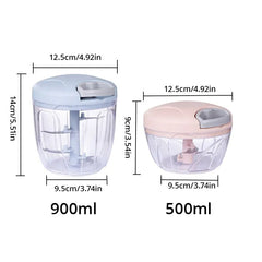 1pc Pink/Blue 500ML/900ML Household Kitchen Garlic Chopper Mashed Hand Pulled Meat Grinder Multifunctional Vegetable