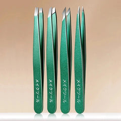 4pcs Premium Stainless Steel Tweezers Set - Expertly Remove Unwanted Hair, Splinters, and Ingrown Hairs,