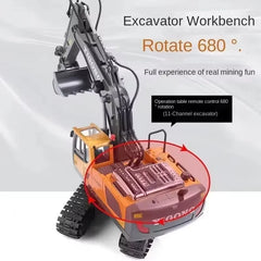 Four-Wheel Drive Remote Control Excavator 4x4 Alloy Dump Truck Excavator Loader Model Construction Vehicle Toy Children's Gift