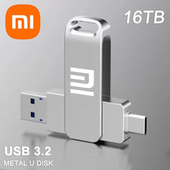 Xiaomi 16TB Flash Drive USB 3.2 Super High Speed Flash Drive Metal Transfer Mini U Disk Pen Drive Type C Memory Disk SSD U Drive