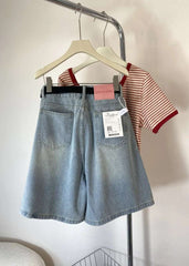 High Waist Wide Leg Jeans orts Women Loose Fit Straight Cut Five Lengths Summer New Sle Korean Version Slimming Effect