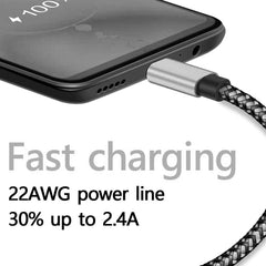 كابل USB من النوع C لمزامنة البيانات 2.4 أمبير سريع الشحن 1 متر 2 متر 3 متر كابل شاحن مضفر من النايلون لهاتف Samsung Huawei Android المحمول