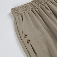Summer plus size Stretch Harem Pants Mother Thin Summer Baggy Pantalones Women  Casual Button High Waist Trousers