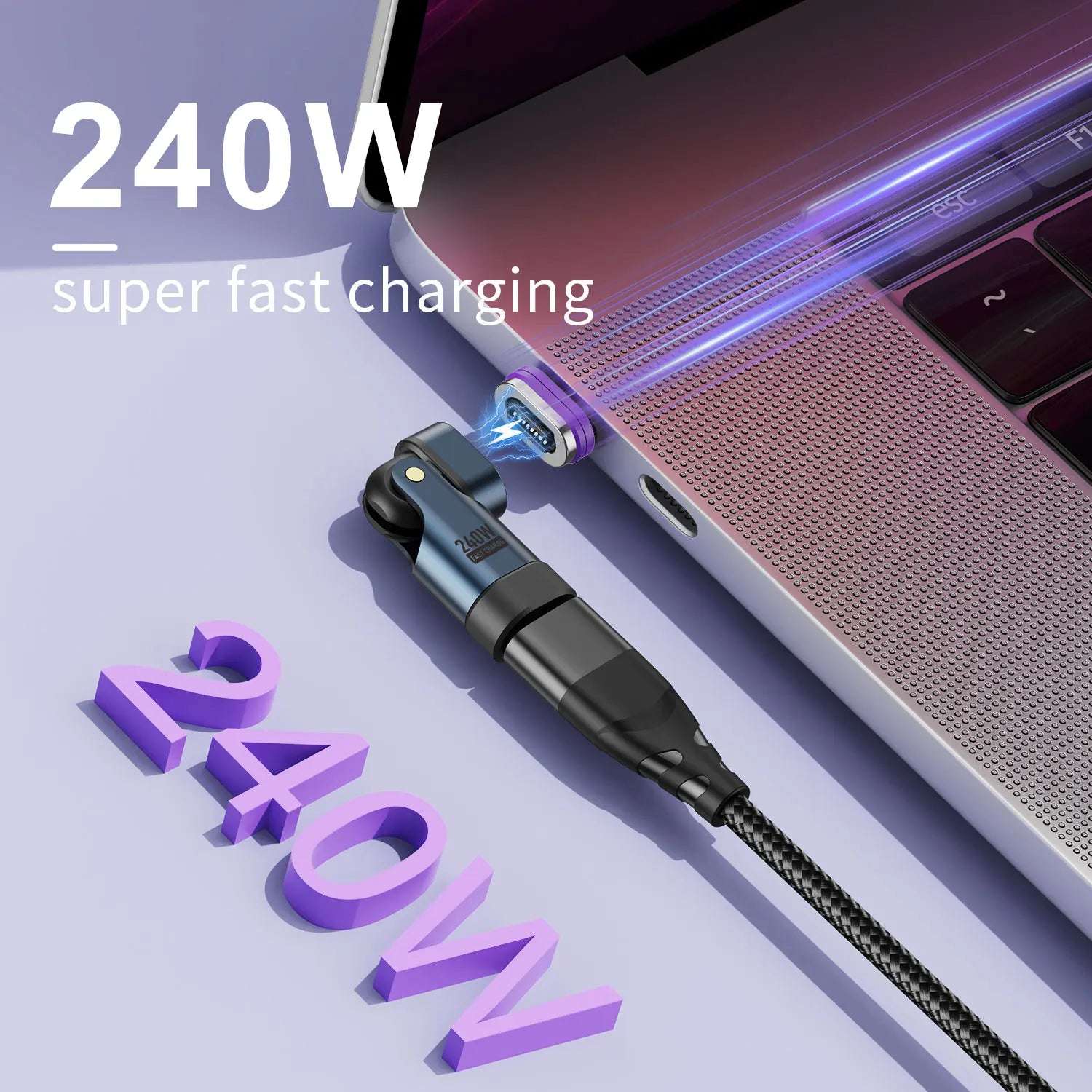 3 IN 1 240W USB-C to Type-C Adapter 180° Rotation Magnetic Fast Charging Type C Female Converter for Macbook Pro iPhone 16 15