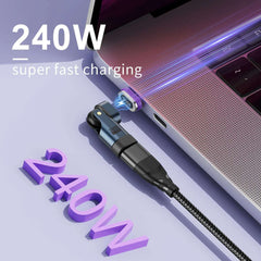 3 IN 1 240W USB-C to Type-C Adapter 180° Rotation Magnetic Fast Charging Type C Female Converter for Macbook Pro iPhone 16 15