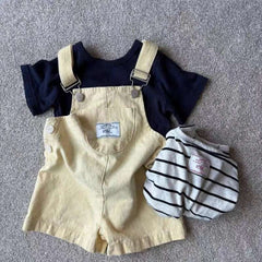 HY2621 Korean Style Infant Toddler Clothing Boys Girls Summer Fashion Washed Overalls Short Pants Korean Version Casual Trousers