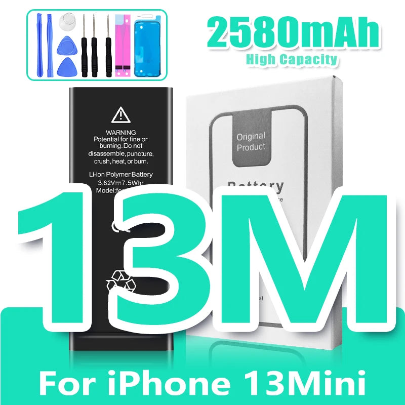 Mumzar 2580mAh replacement battery kit with tools and box for iPhone 13 Mini iPhone 11 to 14 replacement battery