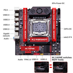 لوحة أم QIYIDA X99 TPM 2.0 واجهة LGA 2011 3 مع NVME NGFF M.2 تدعم 4 قنوات X99 C612chip DDR4 ذاكرة SATA3.0 USB3.0