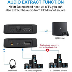 HDMI-Compatible Audio Extractor Stereo Audio Converter 3.5mm 4k X 2k Audio Splitter Adapter For PS4 TV DVD Home Theater