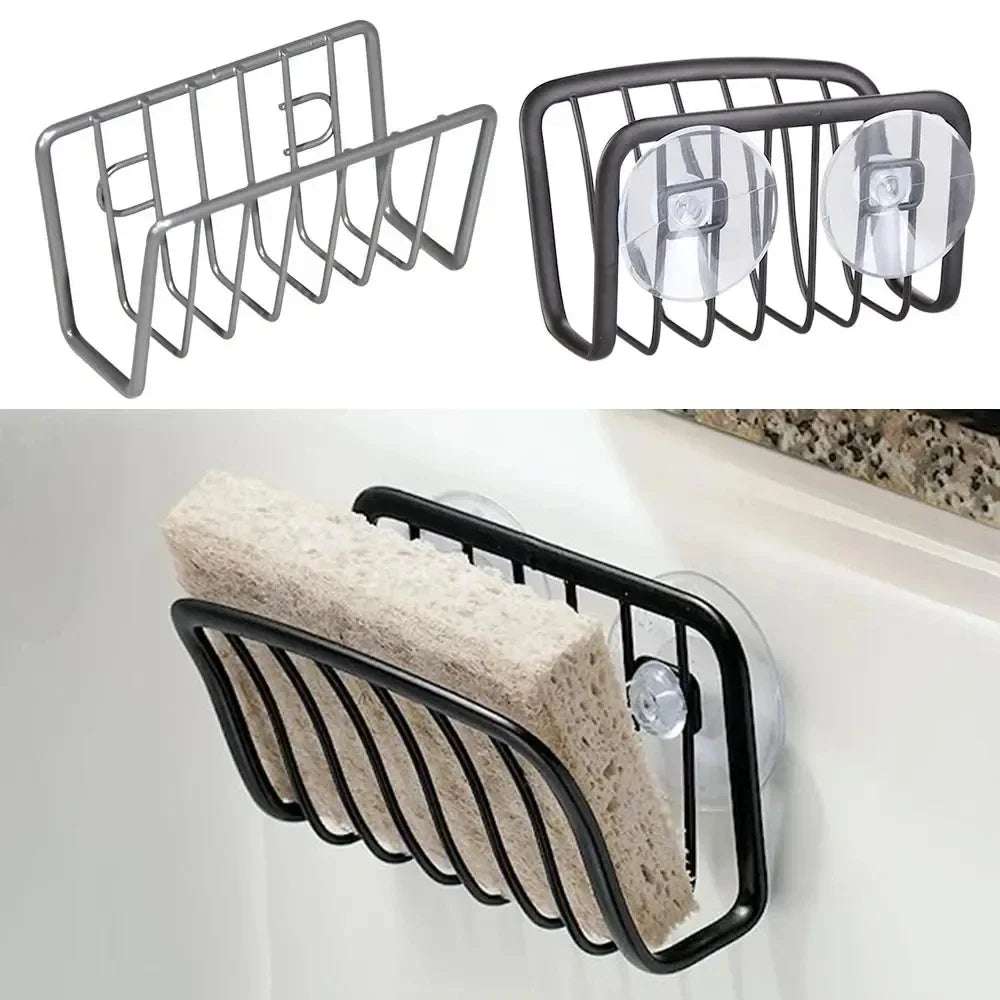 Sponge Holder For Kitchen Sink, Stainless Steel Suction Cup Sponge Caddy Kitchen Supplies Wall Mounted Sink Kitchen Organizer