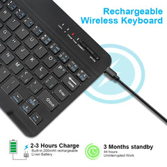 7/10inch Bluetooth Keyboard Wireless Keyboard Bluetooth Mini English Russian Keyboard Rechargeable For ipad Phone Tablet