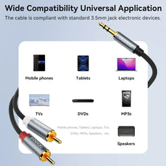 كابل صوت Toocki RCA مقاس 3.5 مم ذكر إلى كابل مكبر صوت 2RCA مقسم ذكر سلك AUX 2 RCA مقبس لصندوق التلفزيون ومكبر الصوت ومشغل DVD سلك