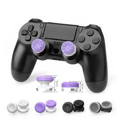 قطعتان من أغطية تمديد قبضة اليد لجهاز تحكم الألعاب PS4 PS5 ولوحة الألعاب وعصا الإبهام وأغطية عالية/منخفضة الارتفاع لجهاز بلاي ستيشن 4 5