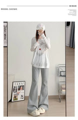 ay High Waist Bell Bot Pants Women's Summer 2025 New Casual Sports Sweatpants Small Size Slimming  Hoof Pants