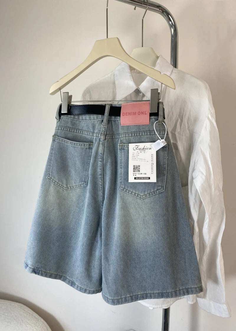 High Waist Wide Leg Jeans orts Women Loose Fit Straight Cut Five Lengths Summer New Sle Korean Version Slimming Effect