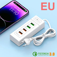 موزع محطة شاحن الطاقة بمقبس USB 5 فولت و4 أمبير USB TYPE C 3.0 شاحن سريع قابس شحن الهاتف مقبس USB كهربائي للولايات المتحدة والاتحاد الأوروبي