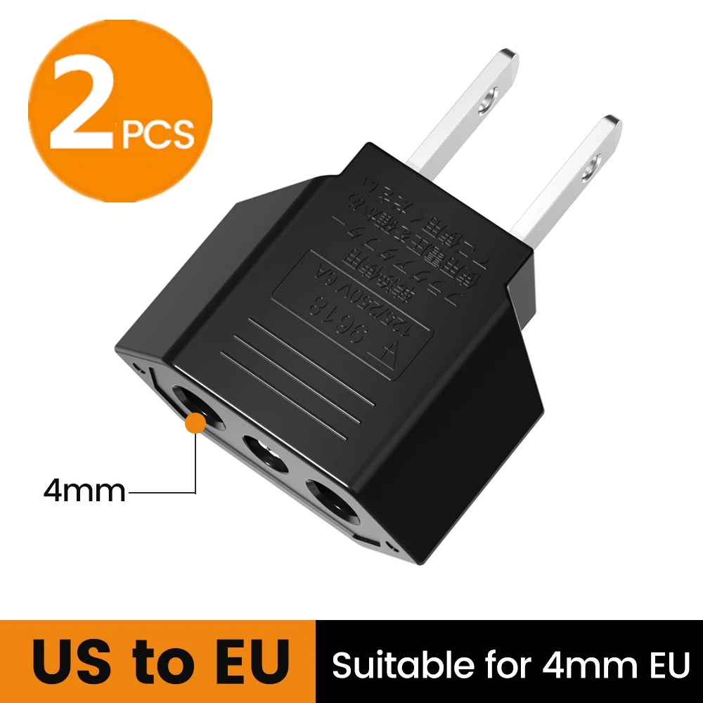 Elough 4.0mm US To EU Converter Plugs European EU To US America Travel Plug Adapter US to EU Power Adapter Electrical Plug