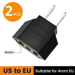 Elough 4.0mm US To EU Converter Plugs European EU To US America Travel Plug Adapter US to EU Power Adapter Electrical Plug