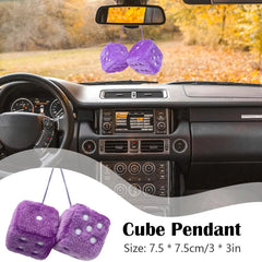 1Kit Fuzzy Plush Dice with Dots Retro Square Plush Hanging Mirror Fuzzy Dices Kid Toys For Pink Car Interior Ornament Decoration