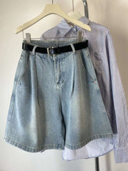 High Waist Wide Leg Jeans orts Women Loose Fit Straight Cut Five Lengths Summer New Sle Korean Version Slimming Effect