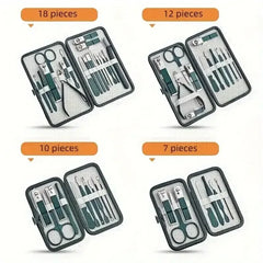 Nail care kit travel cases with different tool counts, showing clippers and files