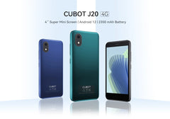 Cubot J20, 4-Inch Mini Screen, Android 12, 2/3GB RAM, 16/32GB ROM (128GB Extended), Dual SIM Dual 4G Celulares, 2350mAh, GPS