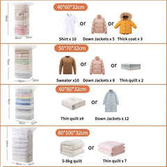 Vacuum Storage Bags No Need Pump Large Plastic Storage Bags for Storing Clothes blankets Compression Empty Bag Travel Accessorie