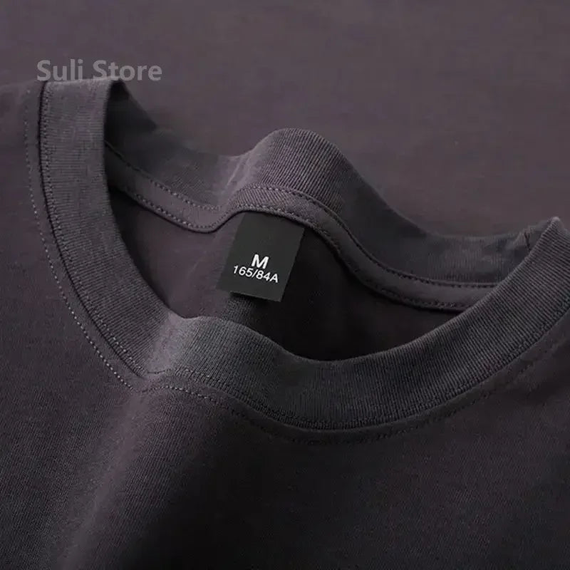 600g Heavy-duty Cotton Short Sleeved T-shirt for Men's Fashion Pure Cotton Thickened Short Sleeved Half Sleeved Tee