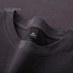 600g Heavy-duty Cotton Short Sleeved T-shirt for Men's Fashion Pure Cotton Thickened Short Sleeved Half Sleeved Tee