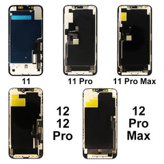 AAAA+++ OLED لشاشة iPhone 11 12 13 LCD لشاشة iPhone 12 Pro Max 13 Mini 14 Plus 15 Plus مجموعة محول رقمي لشاشة LCD