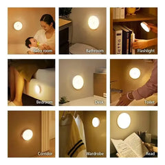 Mini LED Touch Sensor Night Lights USB Rechargeable Kitchen Bedroom Magnetic Base Wall Light Round Portable Dimming Night Lamp
