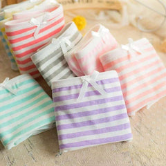 Kawaii Lolita Girls Japanese Anime Style Cosplay Women Panties Briefs With Bow Underwears Underpants Blue Pink White Stripe Gift