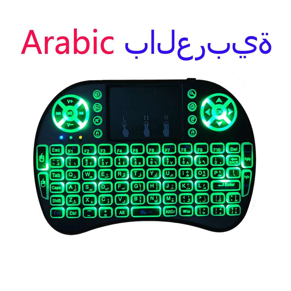 I8 Mini Keyboard M9 Wireless 2.4G Backlit English Russian French Spanish Portugal Fly Air Mouse Touchpad for Android TV Box PC