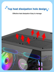 علبة كمبيوتر سطح المكتب Power Train Star Realm M-ATX بدون أعمدة، زجاج ثلاثي الجوانب، إطلالة بانورامية على البحر، غرفة 240، تبريد مائي