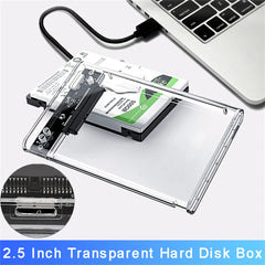 علبة محرك أقراص صلبة SATA SSD مقاس 2.5 بوصة بمنفذ USB 3.0 مع سرعة نقل 5 جيجابت في الثانية، وعلب أقراص صلبة خارجية متنقلة وكابل