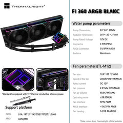 مبرد تبريد مائي متعدد الاستخدامات Thermalright FROZEN INFINITY 360، مزامنة ARGB Divine Light، يدعم LGA1700/AM5/AM4