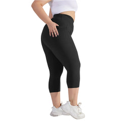 Plus size yoga pants for women Leggings fitness tummy tuck butt lift slim yoga pants with pocket summer sports cropped trousers