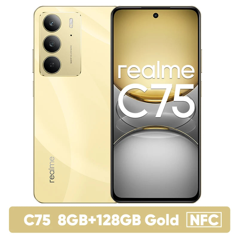 [العرض الأول عالميًا] هاتف realme C75 الذكي Helio G92 Max شريحة Helio G92 Max بطارية 5828 مللي أمبير/ساعة شحن 45 وات شاشة 6.72 بوصة 90 هرتز كاميرا 50 ميجابكسل NFC IP69