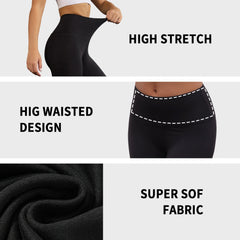 3 Pack Women's High Waisted Capri Super Soft Tummy Control No See Through Workout Yoga Running Athletic Push Up Gym Leggings