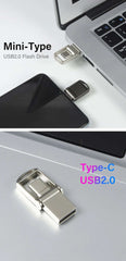 JASTER TYPE-C USB Flash Drives 64GB OTG High Speed Pen Drive 32GB 2 in 1 Mini Memory Stick Real Capacity Pendrive Creative Gift