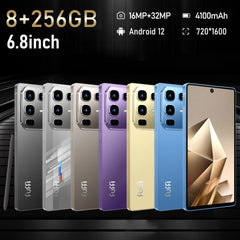 هاتف Global Vision S25 Ultra الذكي بنظام أندرويد 4100 مللي أمبير/ساعة وذاكرة وصول عشوائي (RAM) سعة 8 جيجابايت وذاكرة قراءة فقط سعة 256 جيجابايت وشاشة 6.8 بوصة ودقة 720x1600HD بدقة 16+32 ميجابكسل وشبكة 4G و5G