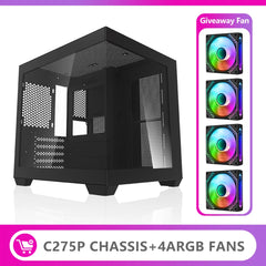 حافظة كمبيوتر Aigo 275P بغرفة مطلة على البحر وكمبيوتر ألعاب مكتبي M-ATX ولوحة أم ITX وخزانة ألعاب كمبيوتر من الزجاج المقسّى على الوجهين