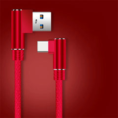 40W 5A USB To Type C Fast charge Weave Data Cable 90 Degree Phone Charger Cable For iPhone Xiaomi Redmi Huawei USB Charging Wire