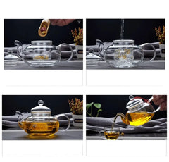 400ml/1000ml Filterable Heat-resistant Thickened Glass Teapot High Borosilicate Glass Flower Tea Pot Heatable Glass Tea Set