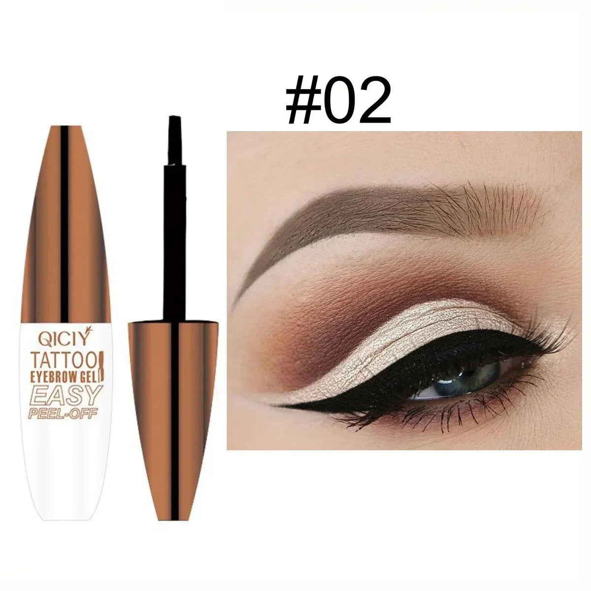 Eyebrow gel tint shade #02 with applicator pen and tinted brow fill