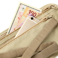حقيبة خصر للسفر للجنسين، حقيبة حزام لجواز السفر، محفظة أمان مخفية، حقيبة خصر أمان بسحاب أسود